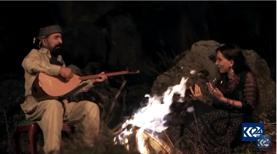 Kurdish singers Sivan Perwer and Zarifa Pashaevna Mgoyan performing in Caucasus Mountains, Russia. (Photo: K24)